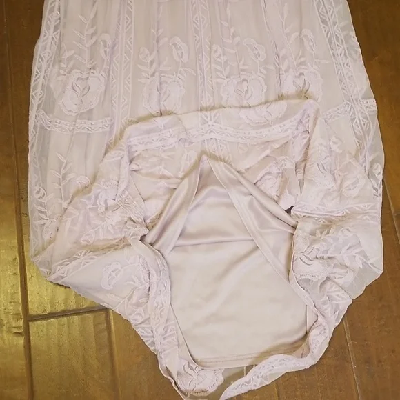 Tea N Rose Womens Shortsleeve Sheer Lined Lavender Maxi Dress - Picture 12 of 12